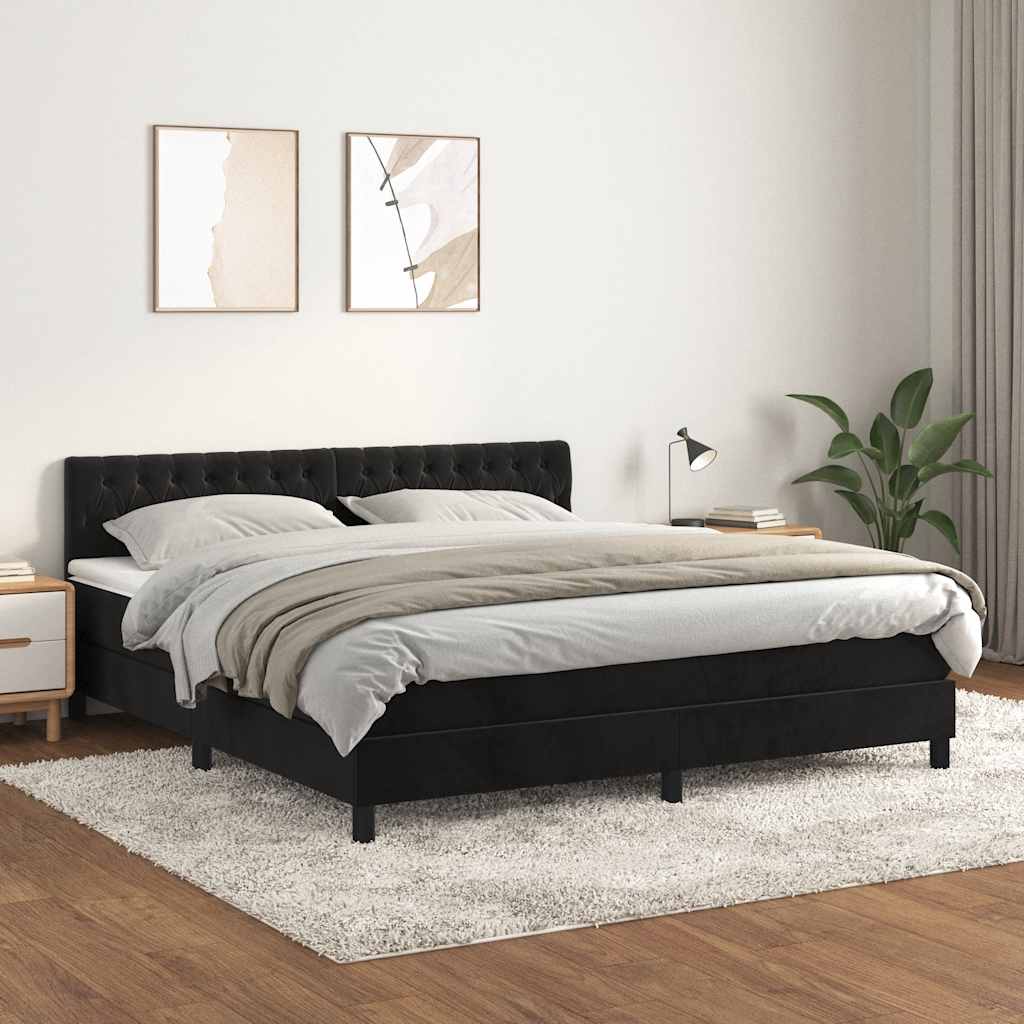 Sommier à lattes de lit avec matelas Noir 180x200 cm Velours - XIOS