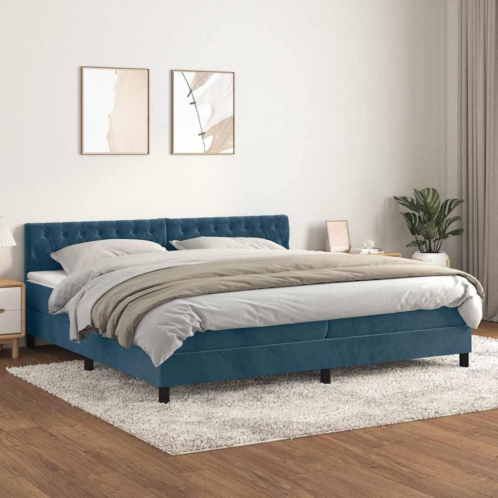 Sommier à lattes de lit et matelas Bleu foncé 200x200cm Velours - XIOS