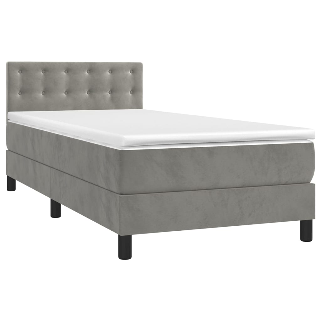 Sommier à lattes de lit et matelas Gris clair 90x190 cm Velours - XIOS