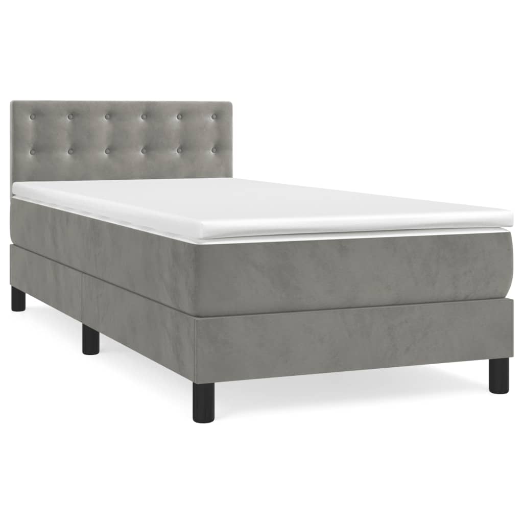 Sommier à lattes de lit et matelas Gris clair 90x190 cm Velours - XIOS