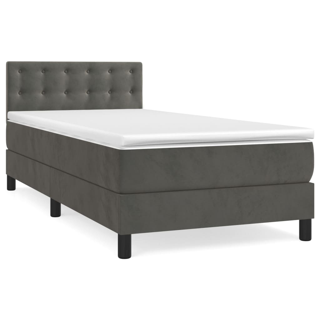 Sommier à lattes de lit et matelas Gris foncé 90x190 cm Velours - XIOS