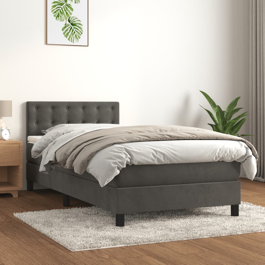 Sommier à lattes de lit et matelas Gris foncé 90x190 cm Velours - XIOS