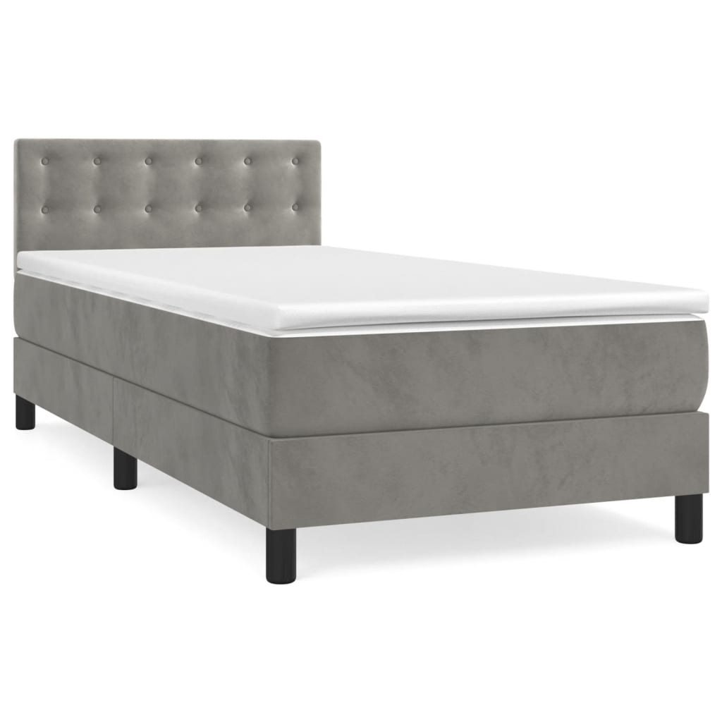 Sommier à lattes de lit et matelas Gris clair 90x200 cm Velours - XIOS