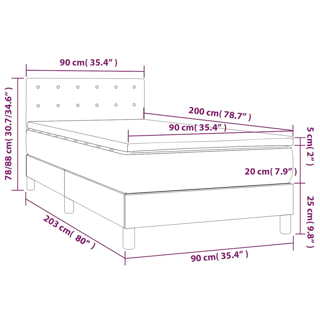 Sommier à lattes de lit avec matelas Noir 90x200 cm Velours - XIOS