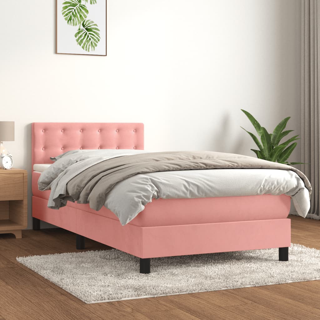 Sommier à lattes de lit avec matelas Rose 90x200 cm Velours - XIOS