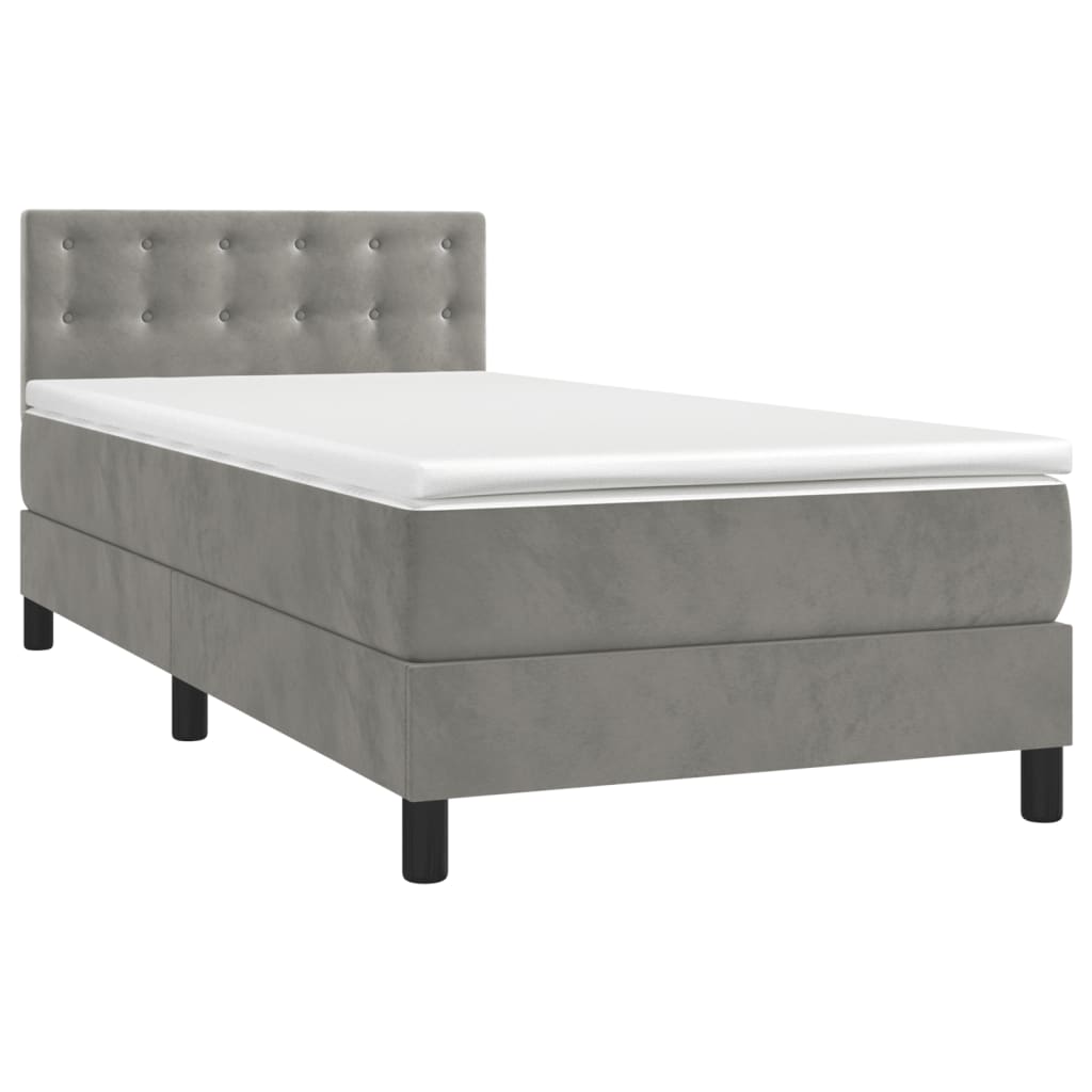 Sommier à lattes de lit et matelas Gris clair 100x200cm Velours - XIOS
