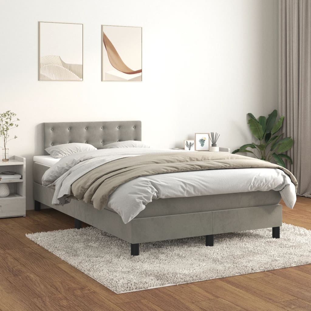 Sommier à lattes de lit et matelas Gris clair 120x200cm Velours - XIOS