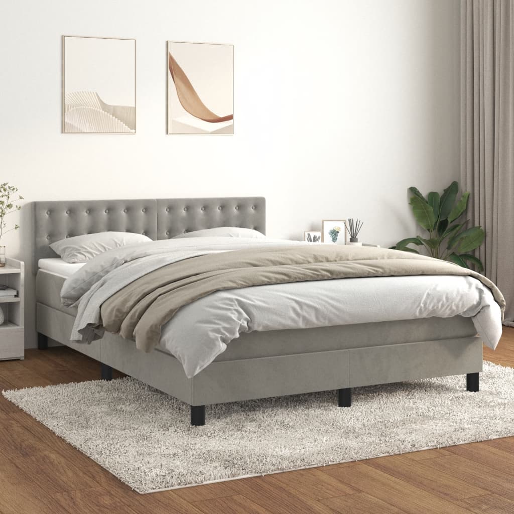 Sommier à lattes de lit et matelas Gris clair 140x190cm Velours - XIOS