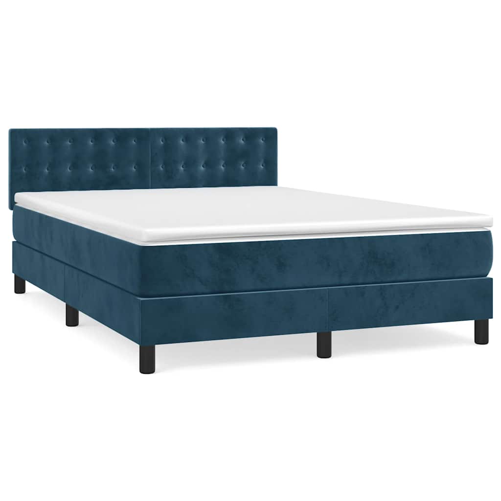 Sommier à lattes de lit et matelas Bleu foncé 140x190cm Velours - XIOS