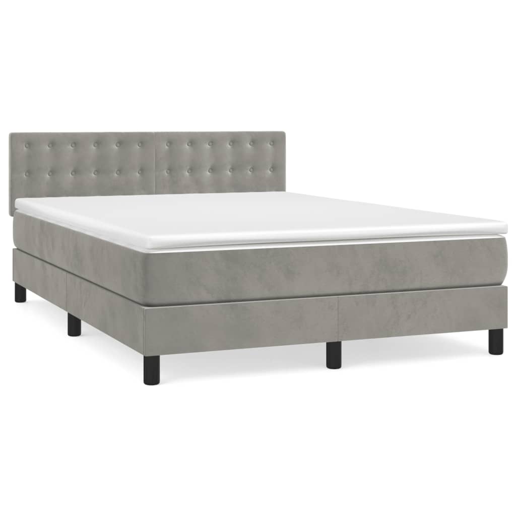 Sommier à lattes de lit et matelas Gris clair 140x200cm Velours - XIOS
