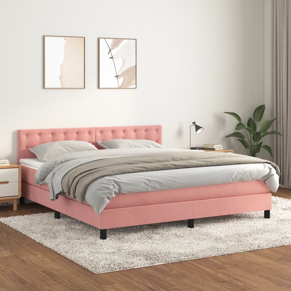 Sommier à lattes de lit avec matelas Rose 160x200 cm Velours - XIOS