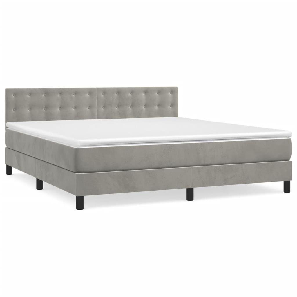 Sommier à lattes de lit et matelas Gris clair 180x200cm Velours - XIOS