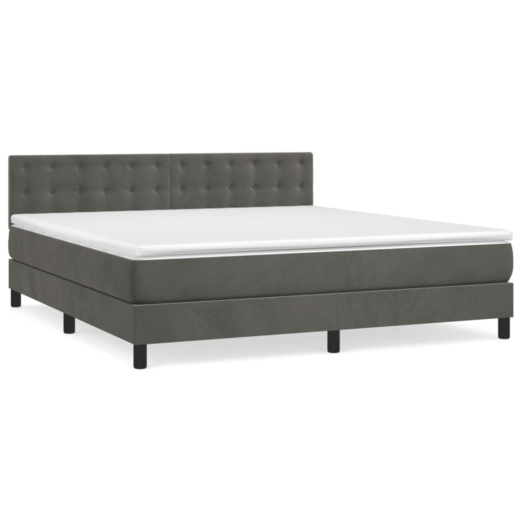Sommier à lattes de lit et matelas Gris foncé 180x200cm Velours - XIOS