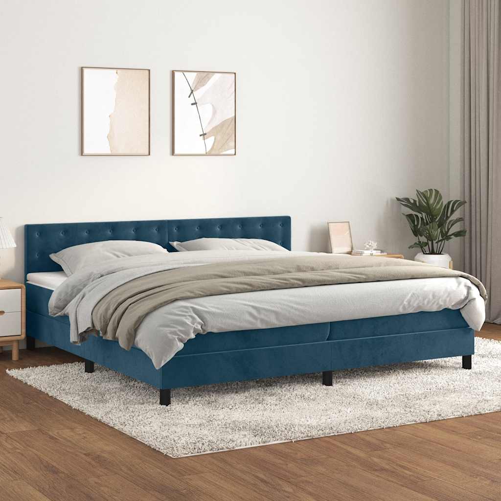 Sommier à lattes de lit et matelas Bleu foncé 200x200cm Velours - XIOS