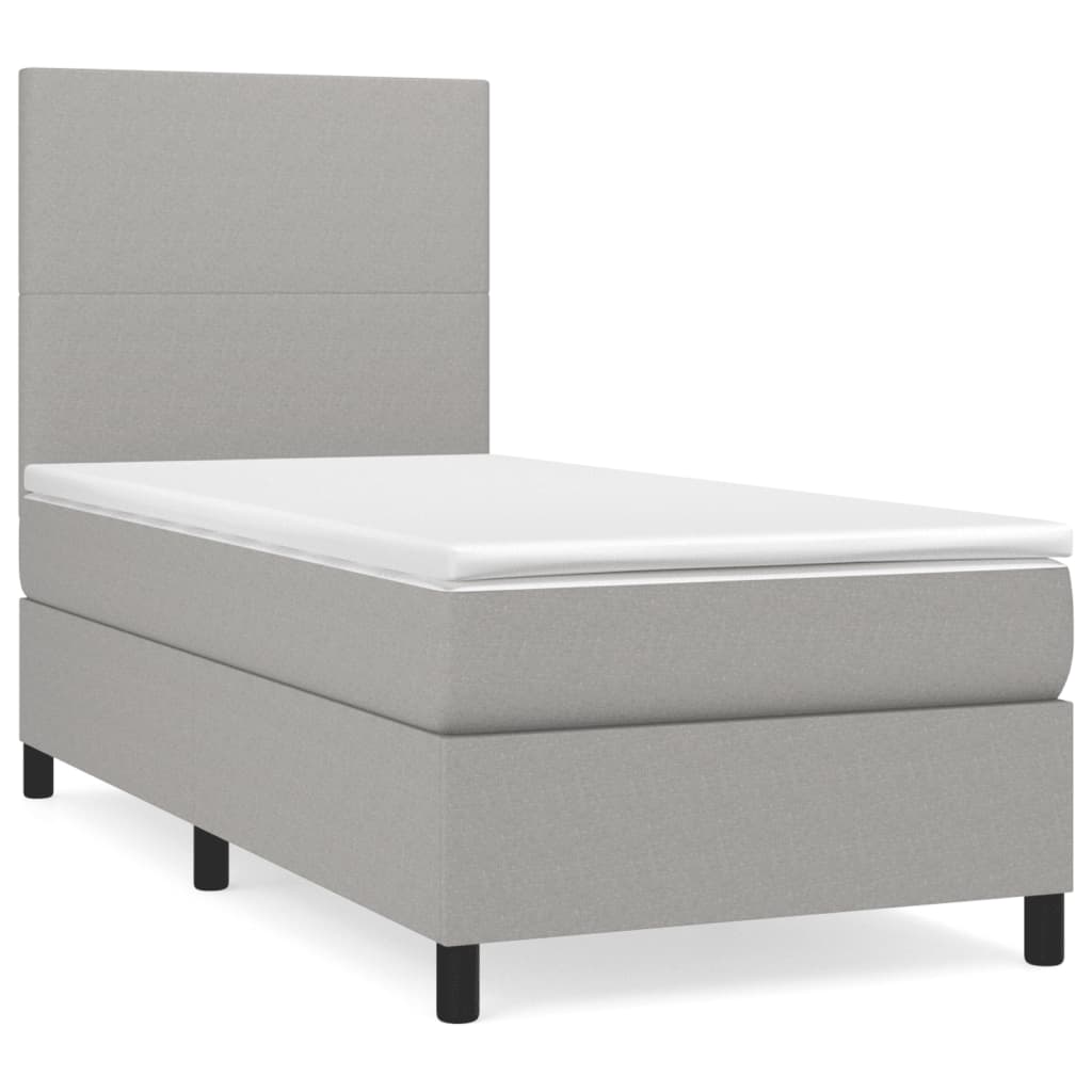 Sommier à lattes de lit et matelas Gris clair 90x190 cm Tissu - XIOS