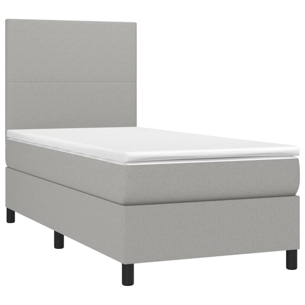 Sommier à lattes de lit et matelas Gris clair 90x190 cm Tissu - XIOS