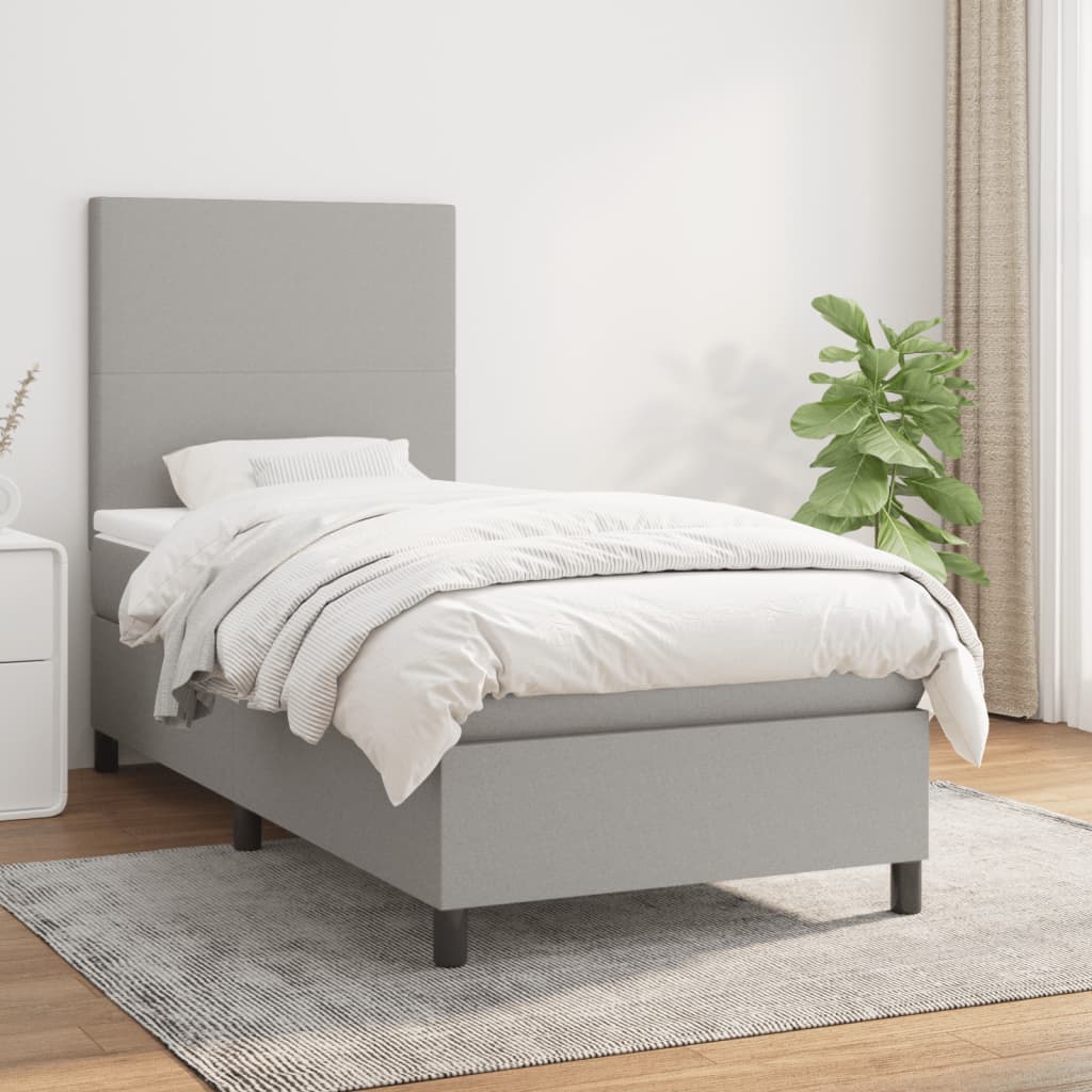 Sommier à lattes de lit et matelas Gris clair 90x190 cm Tissu - XIOS