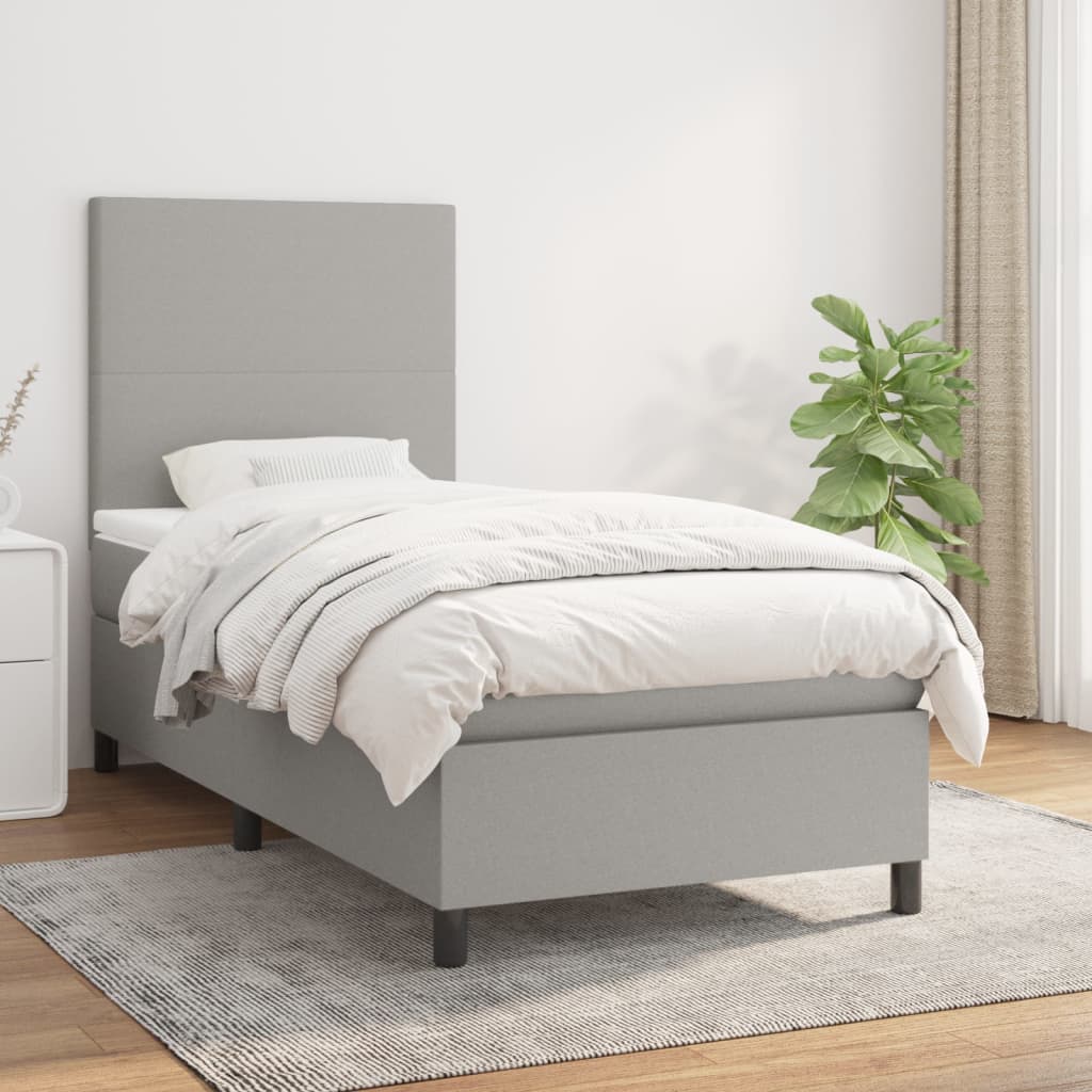 Sommier à lattes de lit avec matelas Gris clair 100x200cm Tissu - XIOS