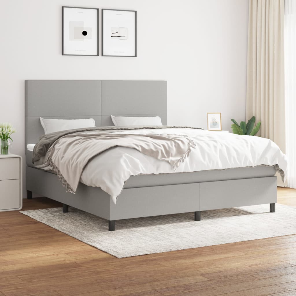Sommier à lattes de lit avec matelas Gris clair 160x200cm Tissu - XIOS