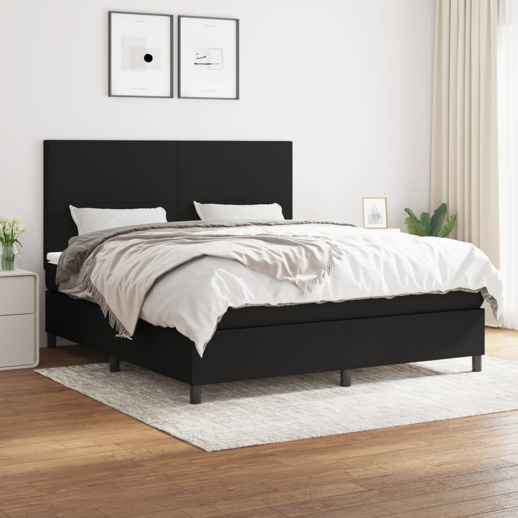 Sommier à lattes de lit avec matelas Noir 160x200 cm Tissu - XIOS