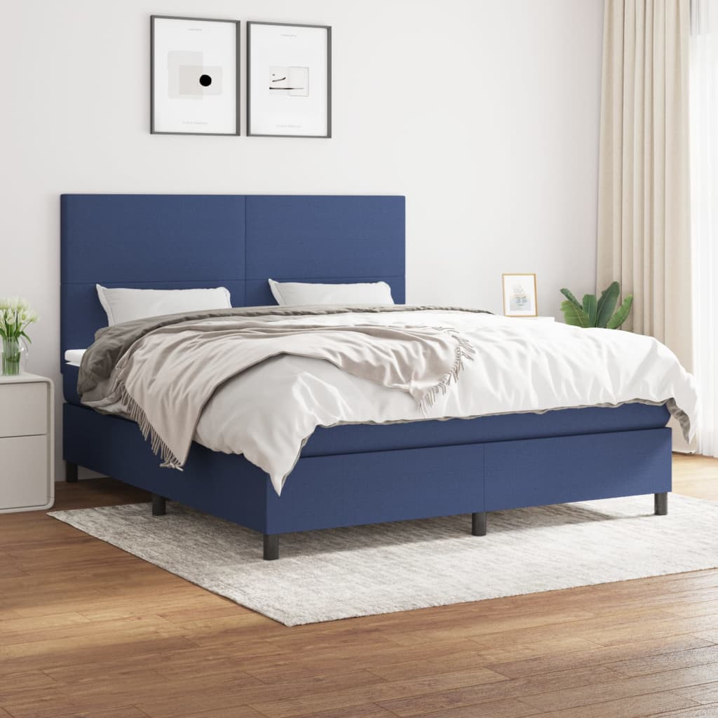 Sommier à lattes de lit avec matelas Bleu 160x200 cm Tissu - XIOS