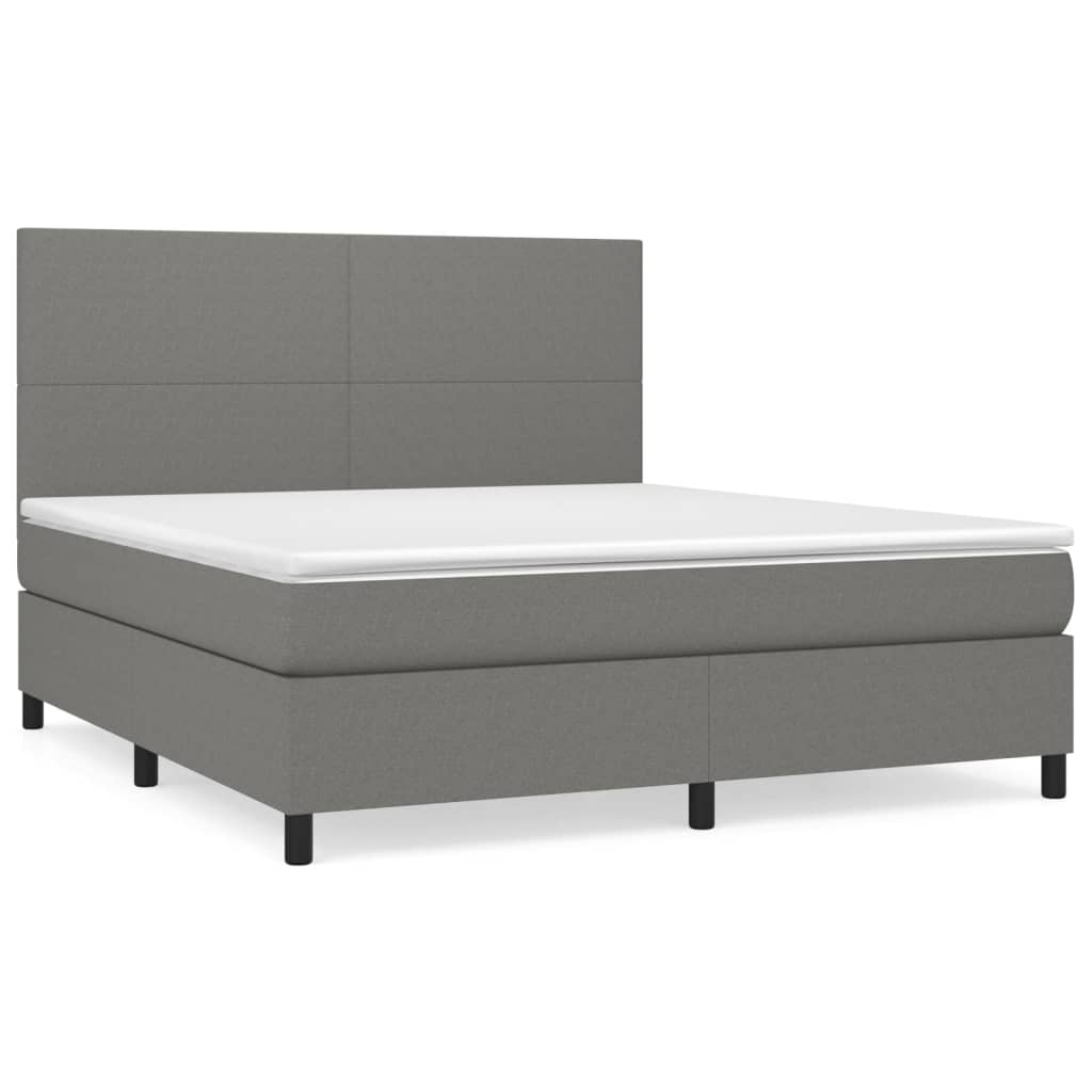 Sommier à lattes de lit avec matelas Gris foncé 180x200cm Tissu - XIOS