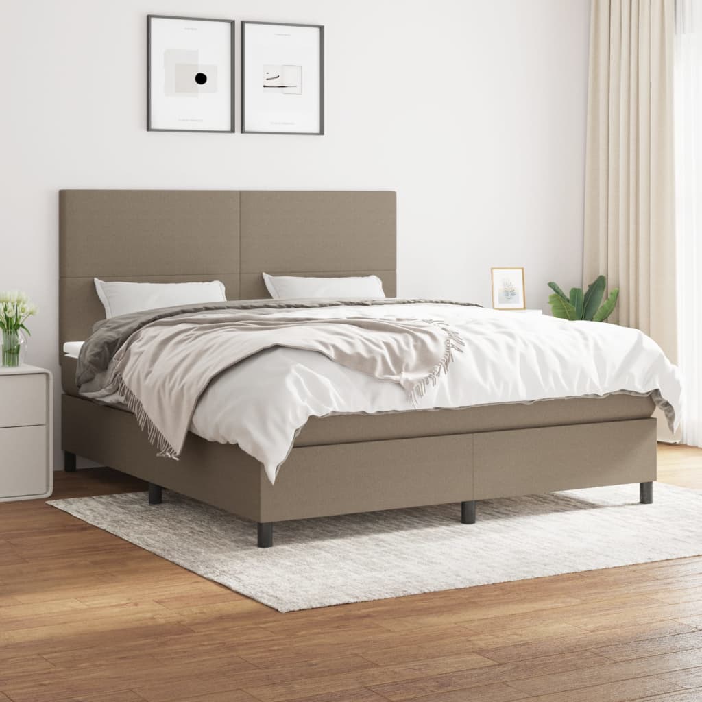 Sommier à lattes de lit avec matelas Taupe 180x200 cm Tissu - XIOS