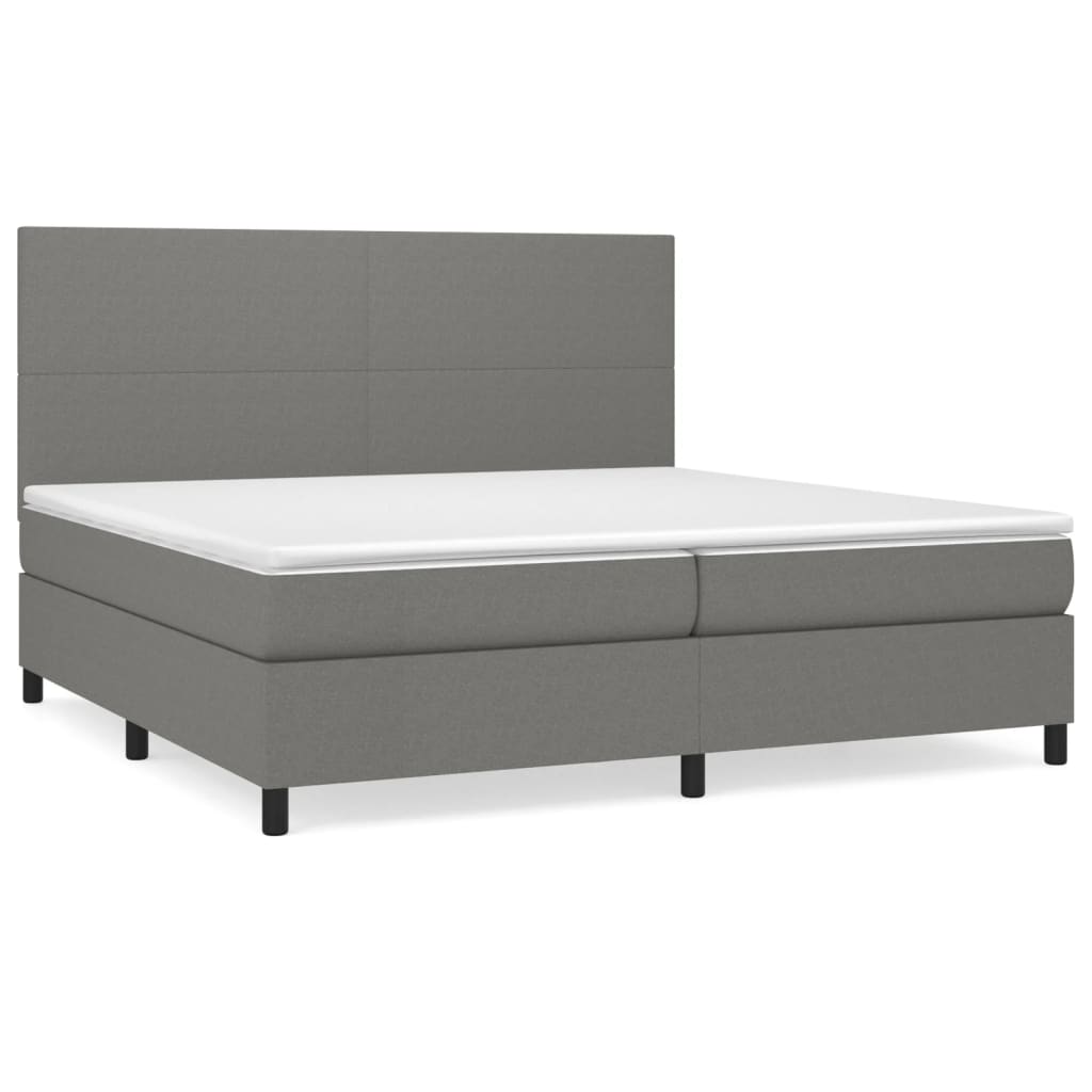 Sommier à lattes de lit avec matelas Gris foncé 200x200cm Tissu - XIOS