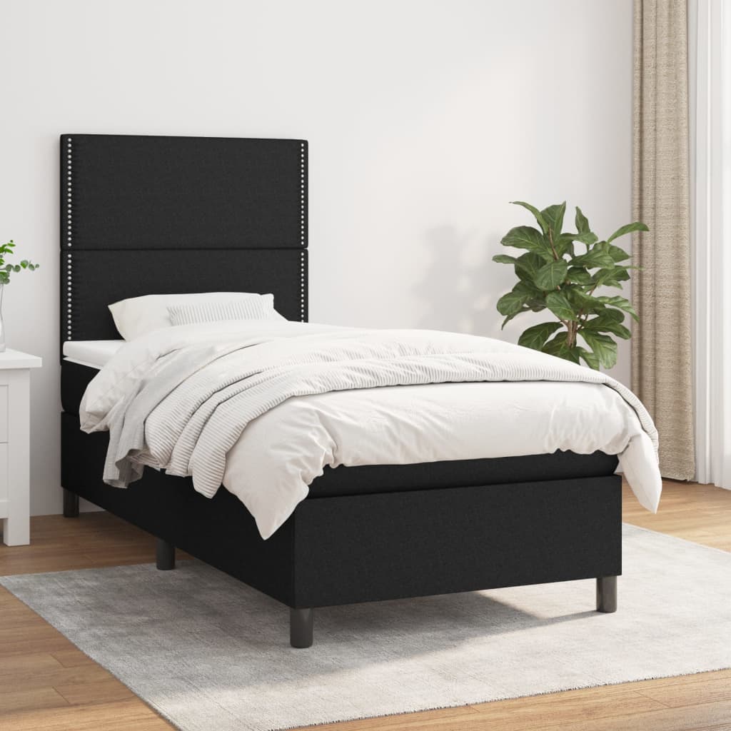 Sommier à lattes de lit avec matelas Noir 90x190 cm Tissu - XIOS