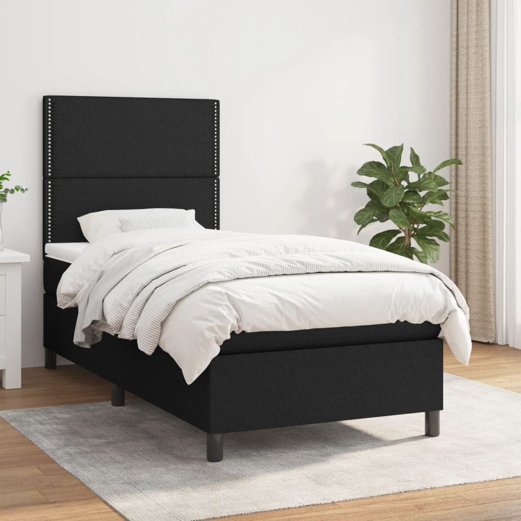 Sommier à lattes de lit avec matelas Noir 90x200 cm Tissu - XIOS