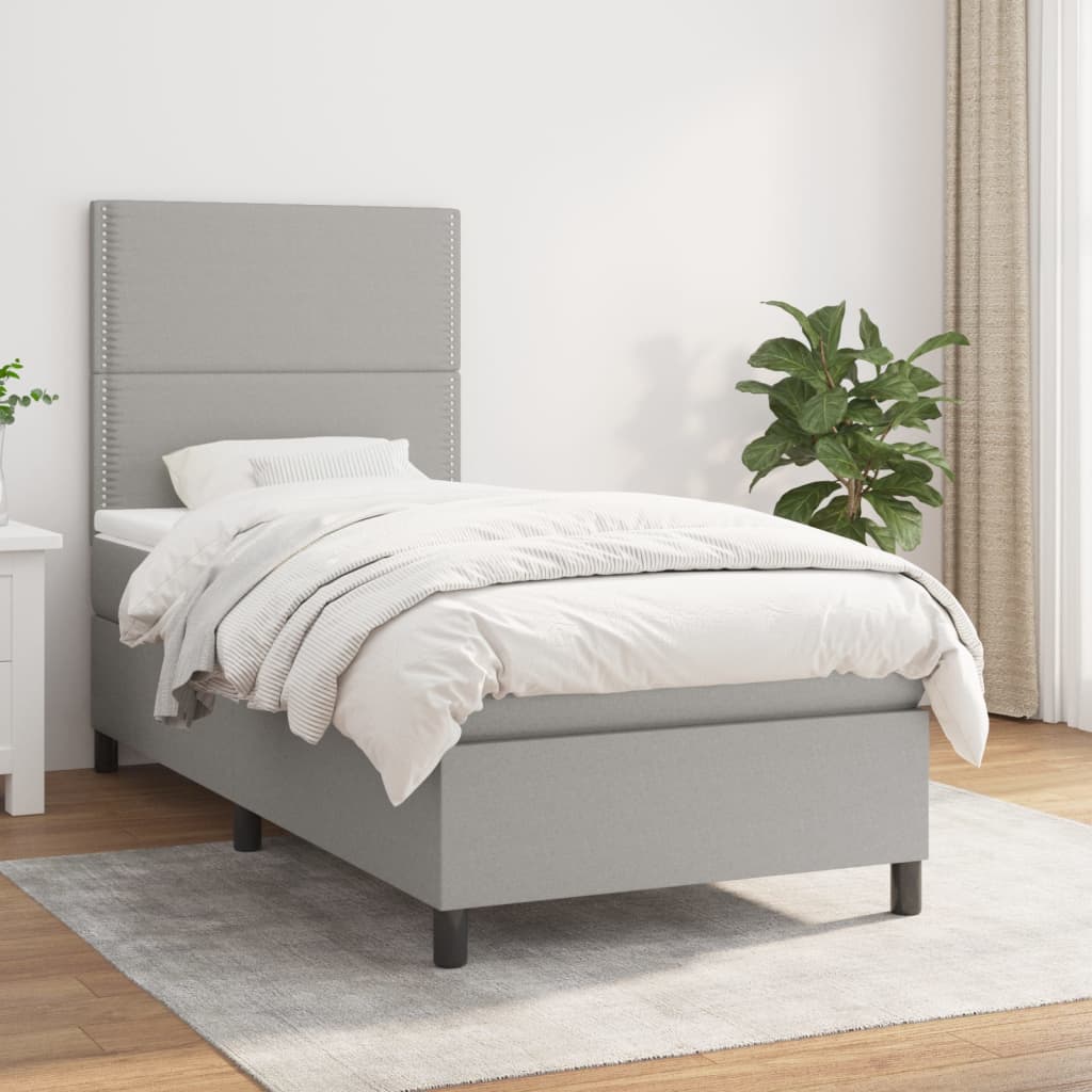 Sommier à lattes de lit avec matelas Gris clair 100x200cm Tissu - XIOS