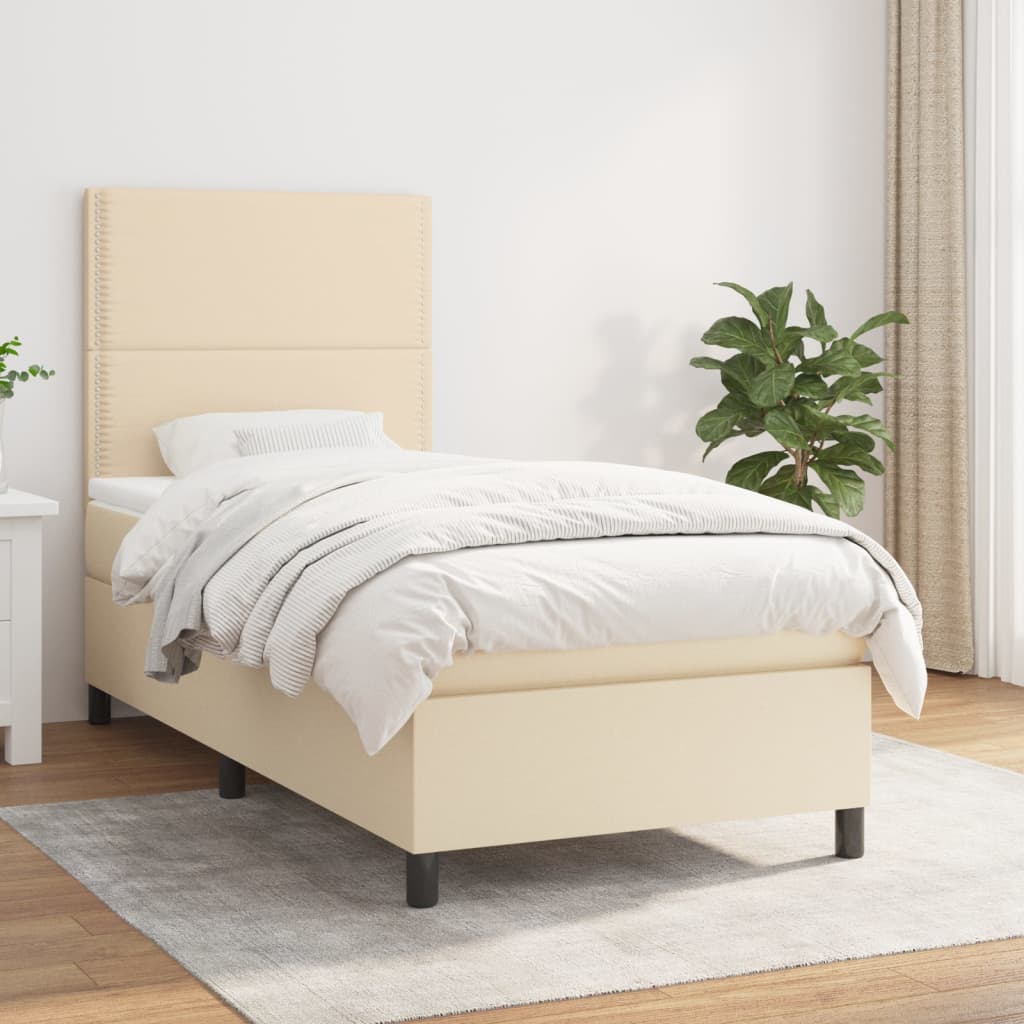 Sommier à lattes de lit avec matelas Crème 100x200 cm Tissu - XIOS