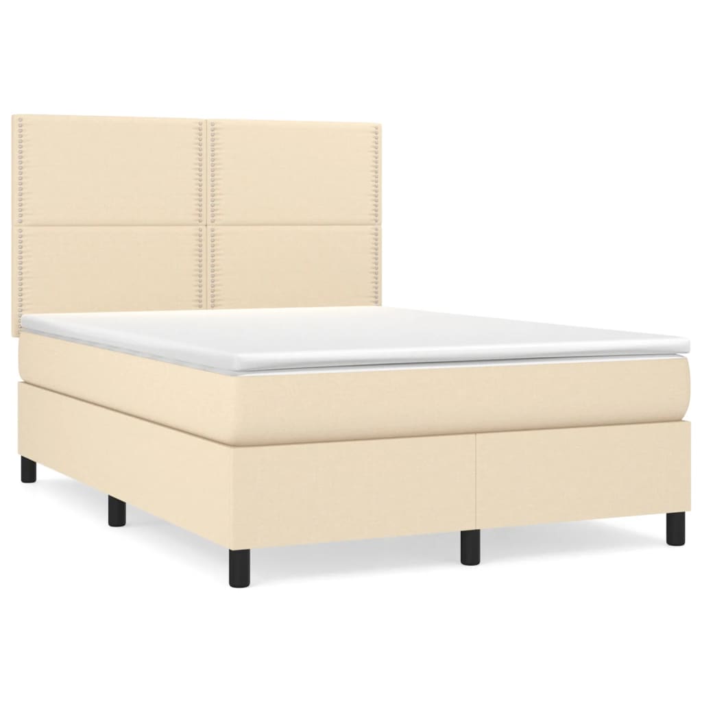 Sommier à lattes de lit avec matelas Crème 140x190 cm Tissu - XIOS