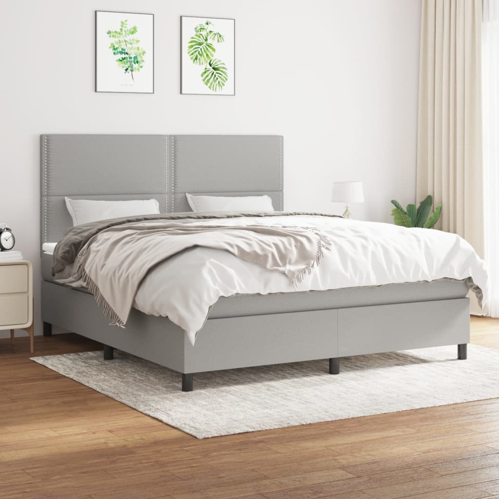 Sommier à lattes de lit avec matelas Gris clair 180x200cm Tissu - XIOS