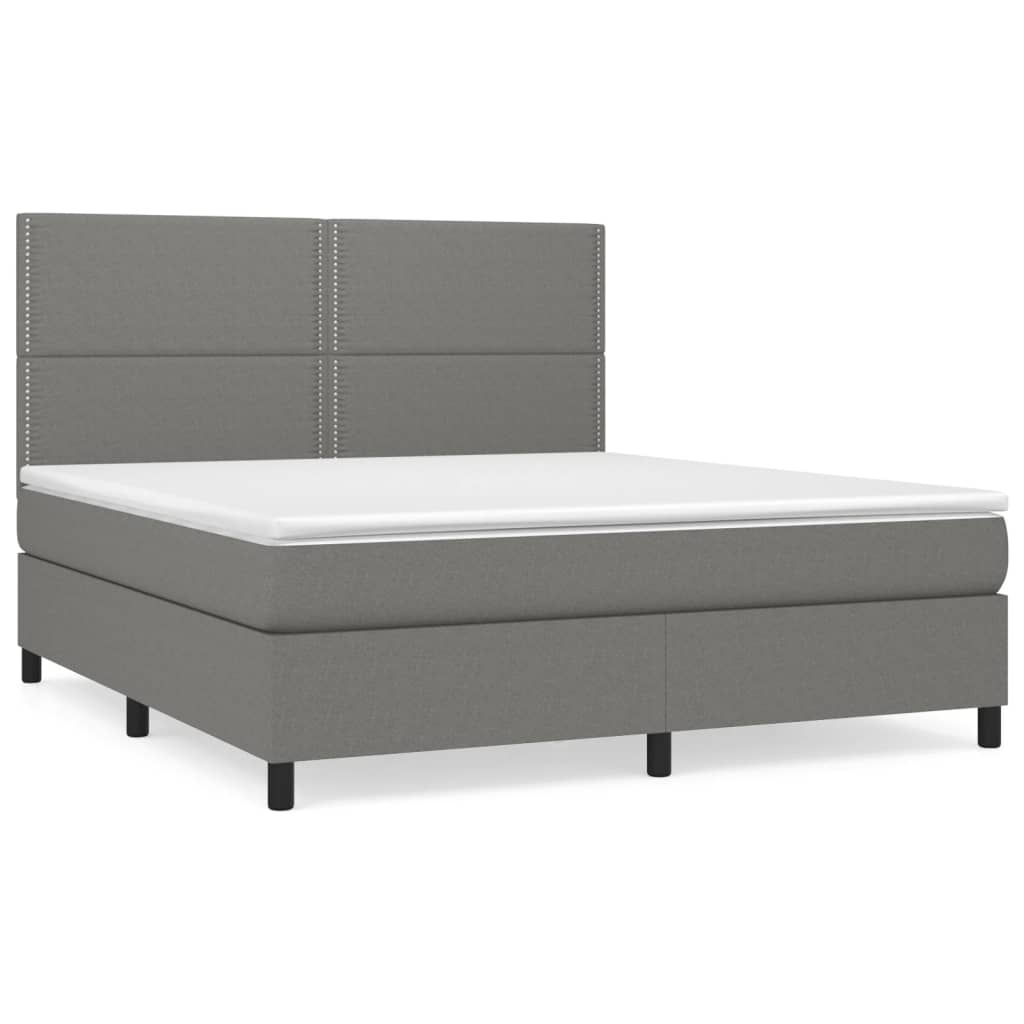 Sommier à lattes de lit avec matelas Gris foncé 180x200cm Tissu - XIOS