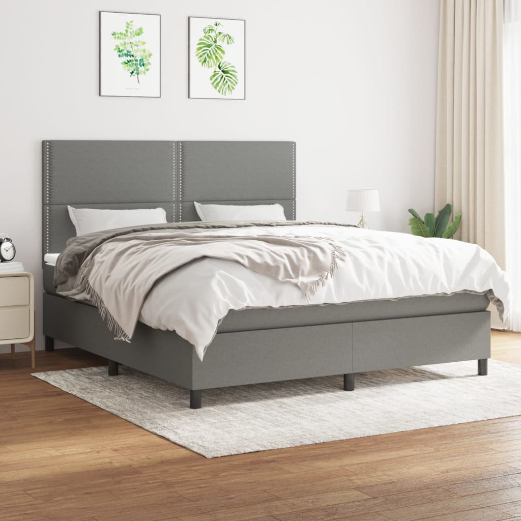 Sommier à lattes de lit avec matelas Gris foncé 180x200cm Tissu - XIOS