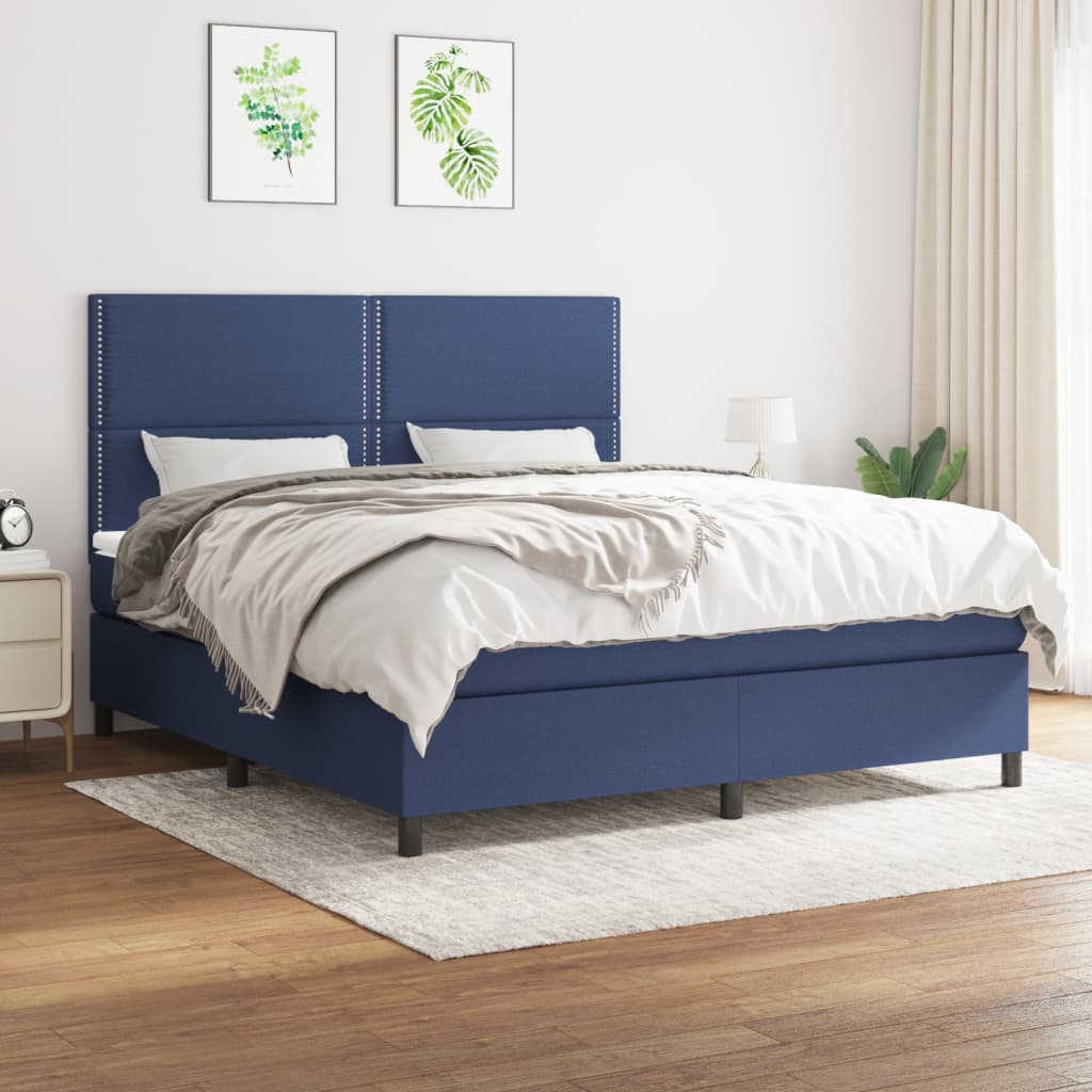 Sommier à lattes de lit avec matelas Bleu 180x200 cm Tissu - XIOS