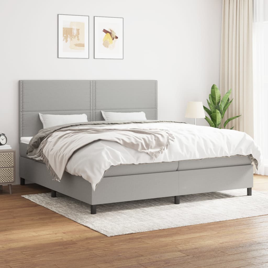 Sommier à lattes de lit avec matelas Gris clair 200x200cm Tissu - XIOS