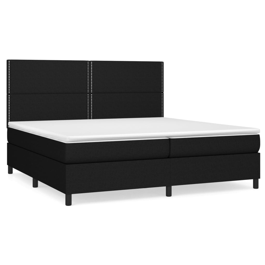 Sommier à lattes de lit avec matelas Noir 200x200 cm Tissu - XIOS