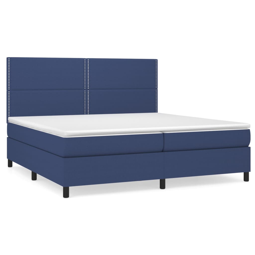 Sommier à lattes de lit avec matelas Bleu 200x200 cm Tissu - XIOS