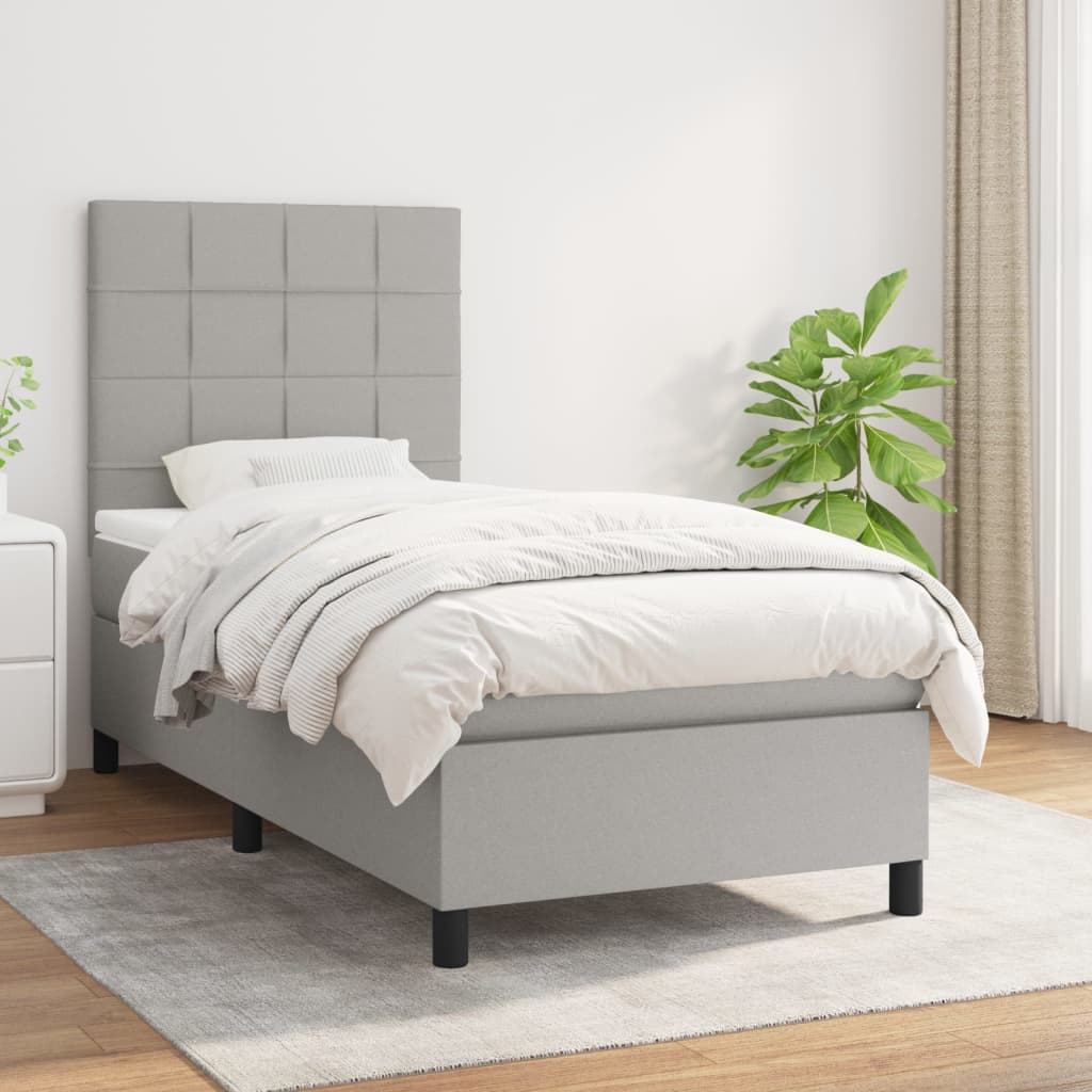 Sommier à lattes de lit avec matelas Gris clair 80x200 cm Tissu - XIOS