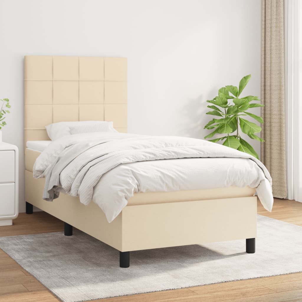 Sommier à lattes de lit avec matelas Crème 80x200 cm Tissu - XIOS