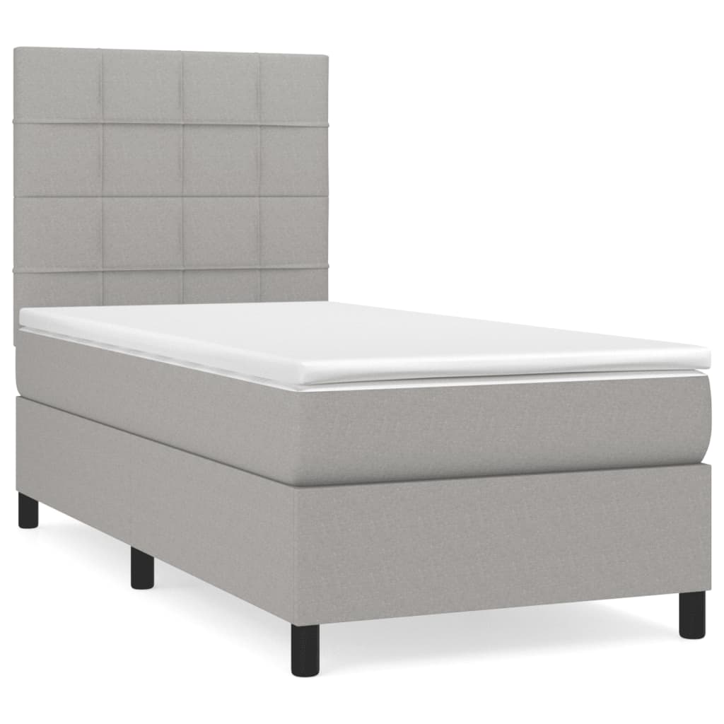 Sommier à lattes de lit et matelas Gris clair 90x190 cm Tissu - XIOS