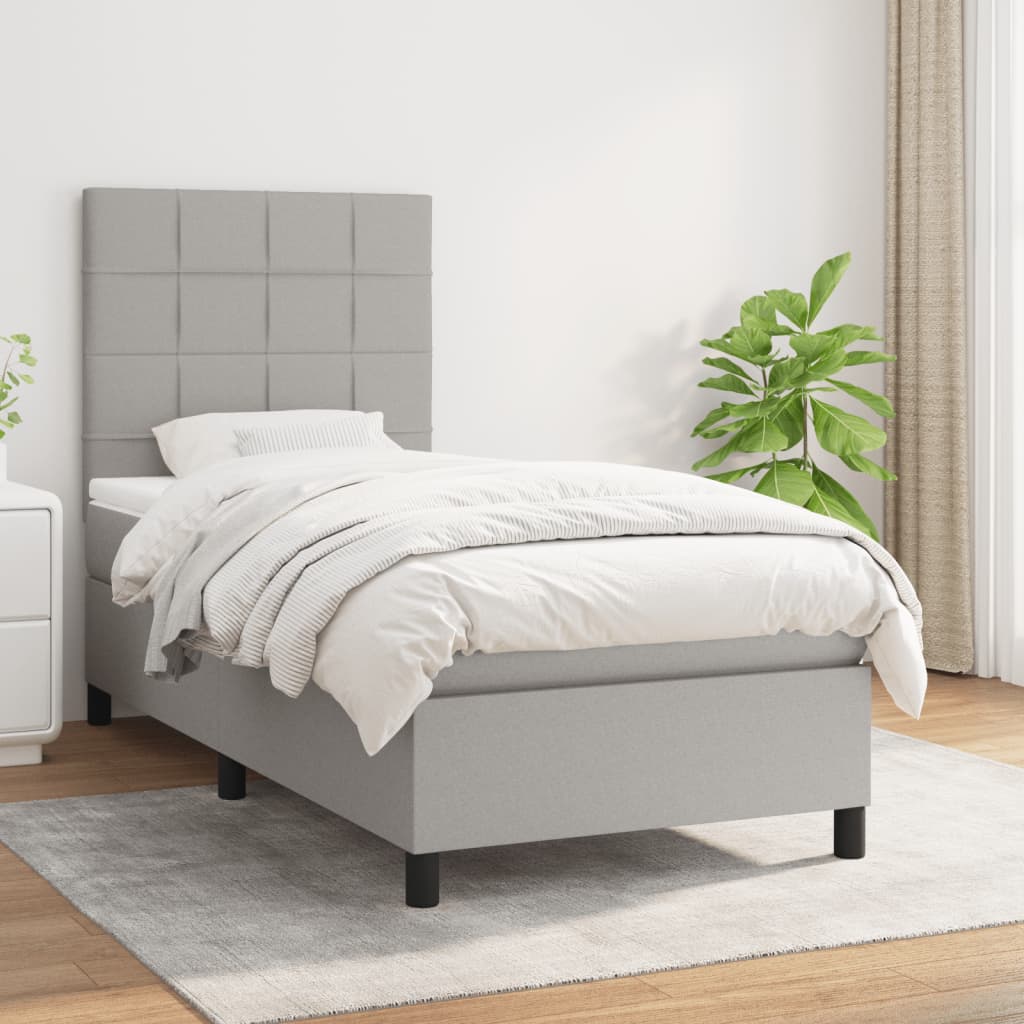 Sommier à lattes de lit et matelas Gris clair 90x190 cm Tissu - XIOS
