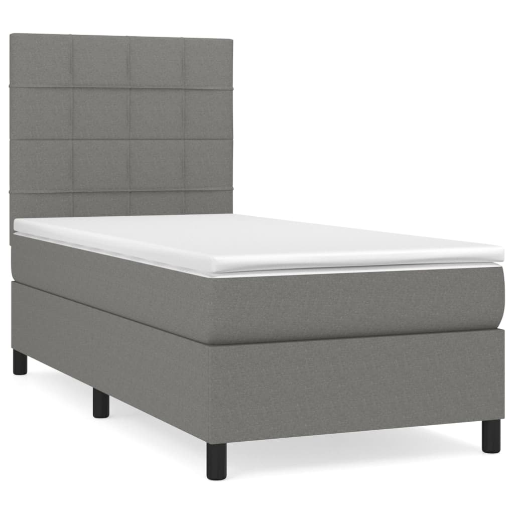 Sommier à lattes de lit et matelas Gris foncé 90x190 cm Tissu - XIOS