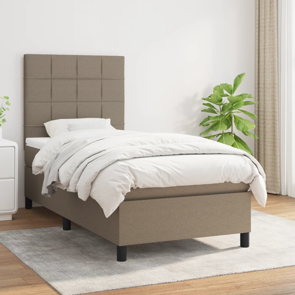 Sommier à lattes de lit avec matelas Taupe 90x200 cm Tissu - XIOS