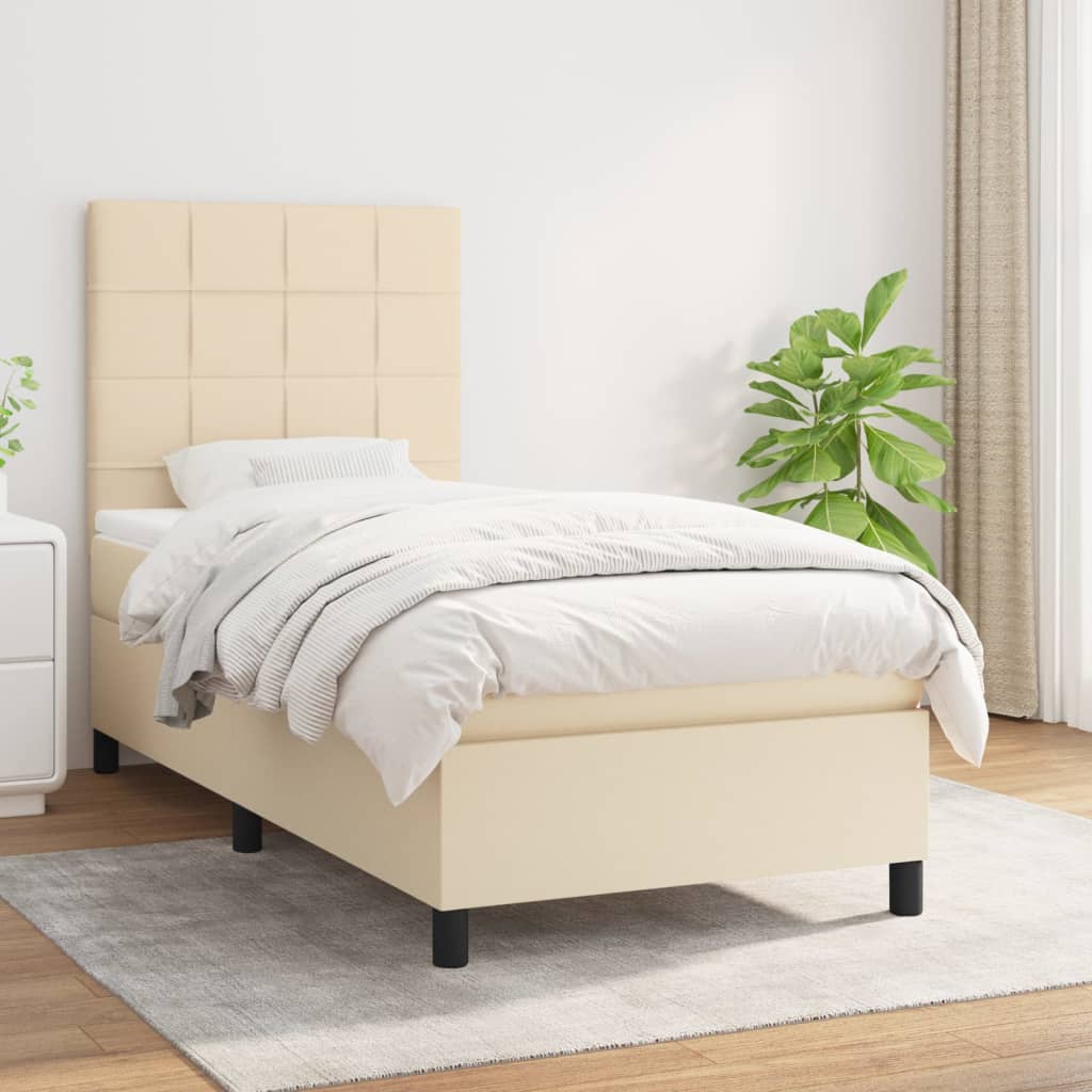 Sommier à lattes de lit avec matelas Crème 90x200 cm Tissu - XIOS