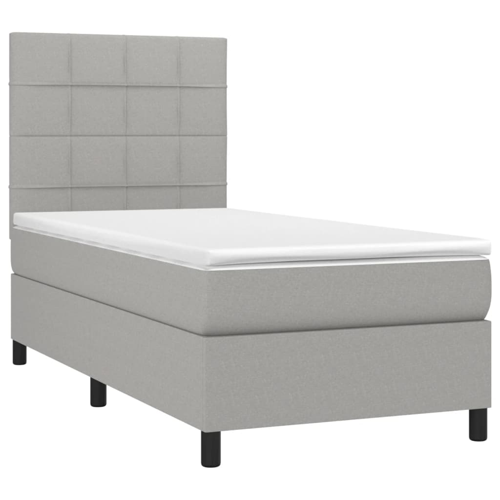 Sommier à lattes de lit avec matelas Gris clair 100x200cm Tissu - XIOS