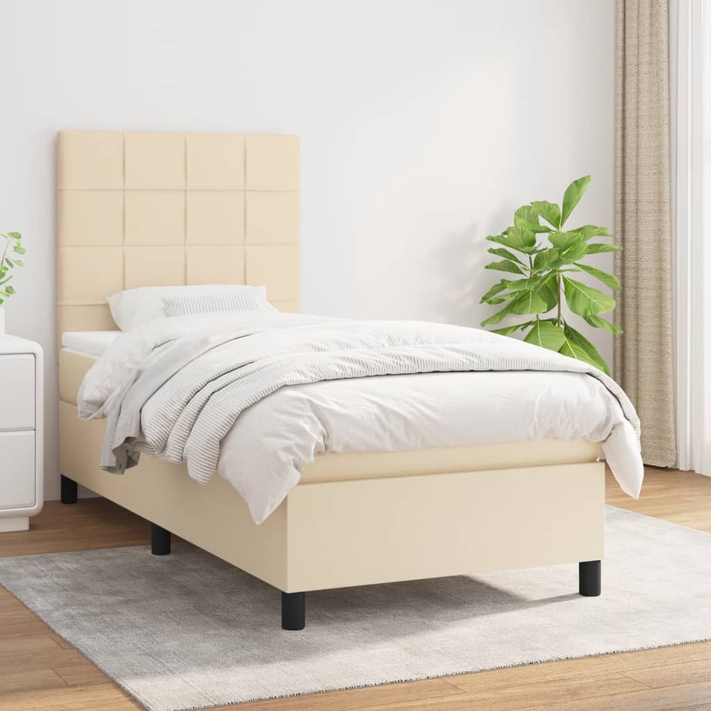 Sommier à lattes de lit avec matelas Crème 100x200 cm Tissu - XIOS