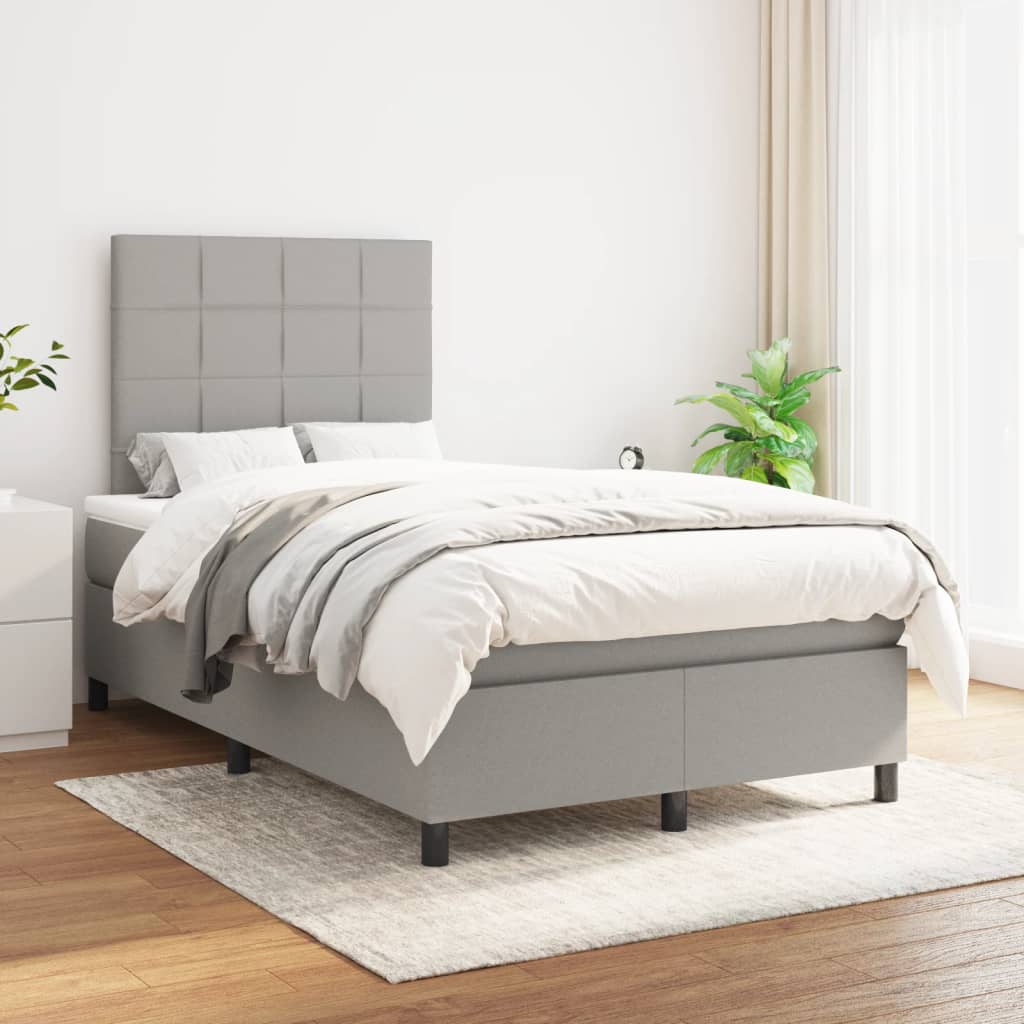 Sommier à lattes de lit avec matelas Gris clair 120x200cm Tissu - XIOS